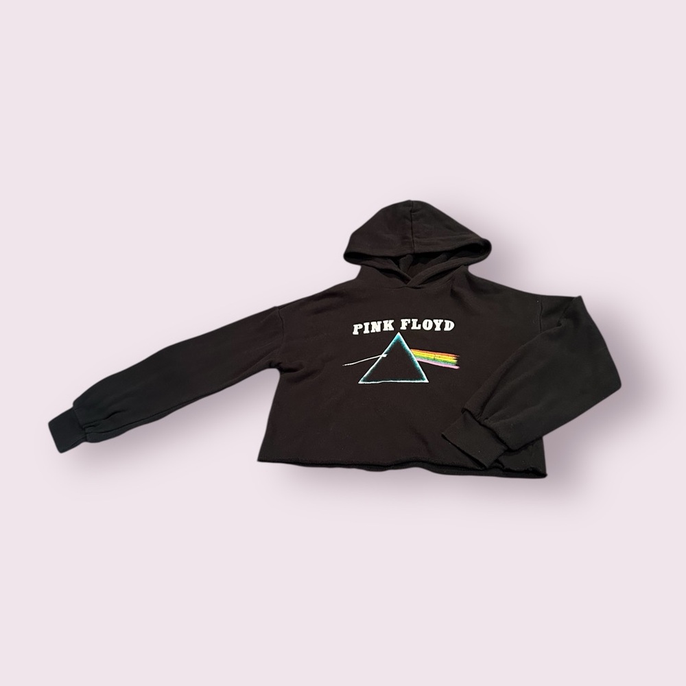 Pink Floyd Kids Black Graphic Cropped Hoodie Size Medium (7/8)